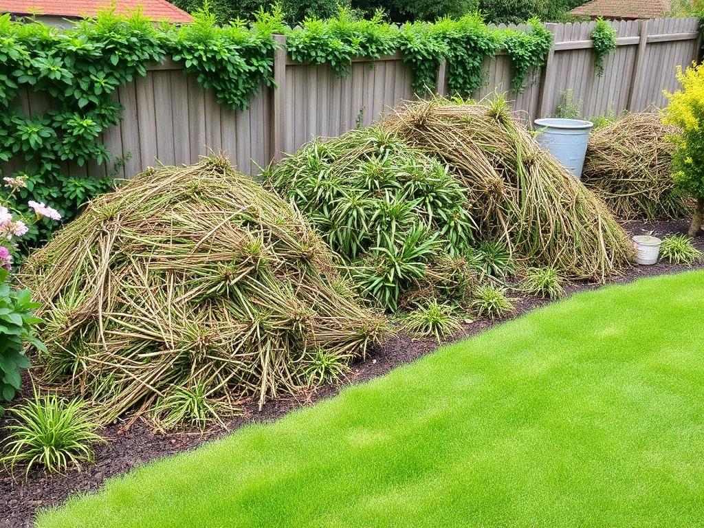 Remoção de resíduos verdes após limpeza de jardim